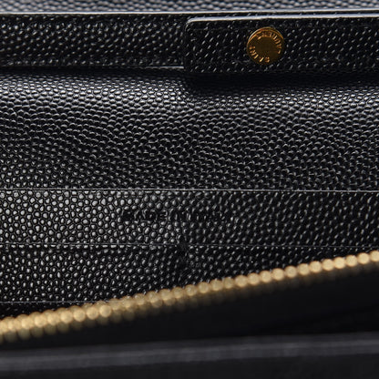 Saint Laurent Grain De Poudre Matelasse Chevron Monogram Chain Wallet Black 7 of 10