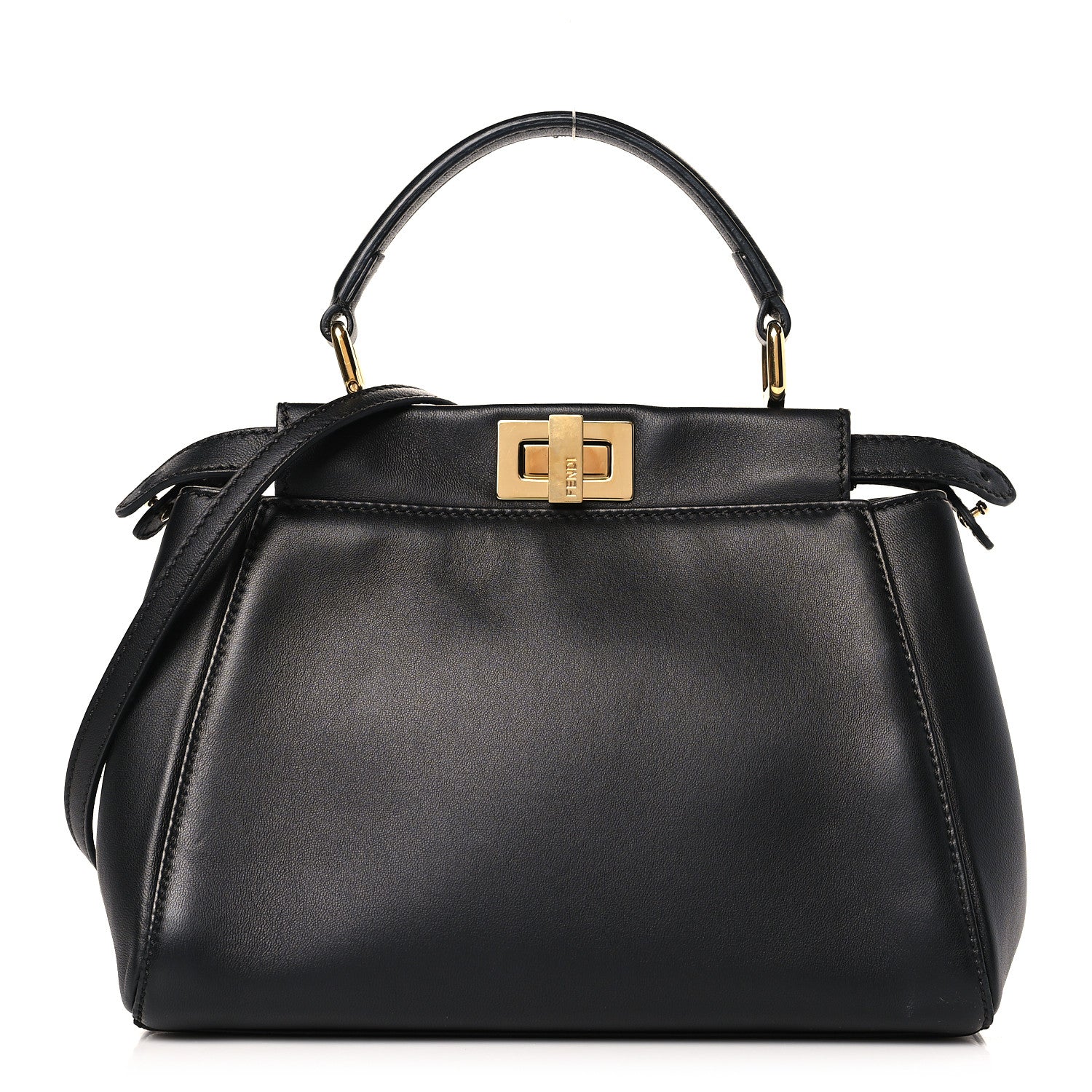 Fendi Nappa Mini Peekaboo Iconic Satchel Black 1 of 9
