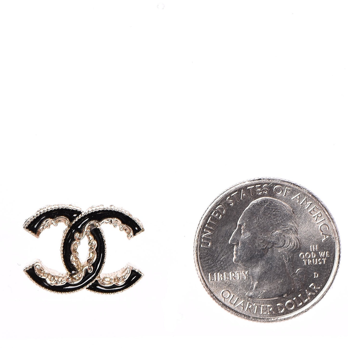 Enamel CC Baroque Earrings Black Gold