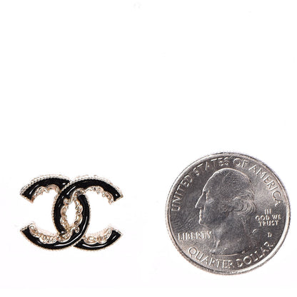 Chanel Enamel CC Baroque Earrings Black Gold 2 of 4