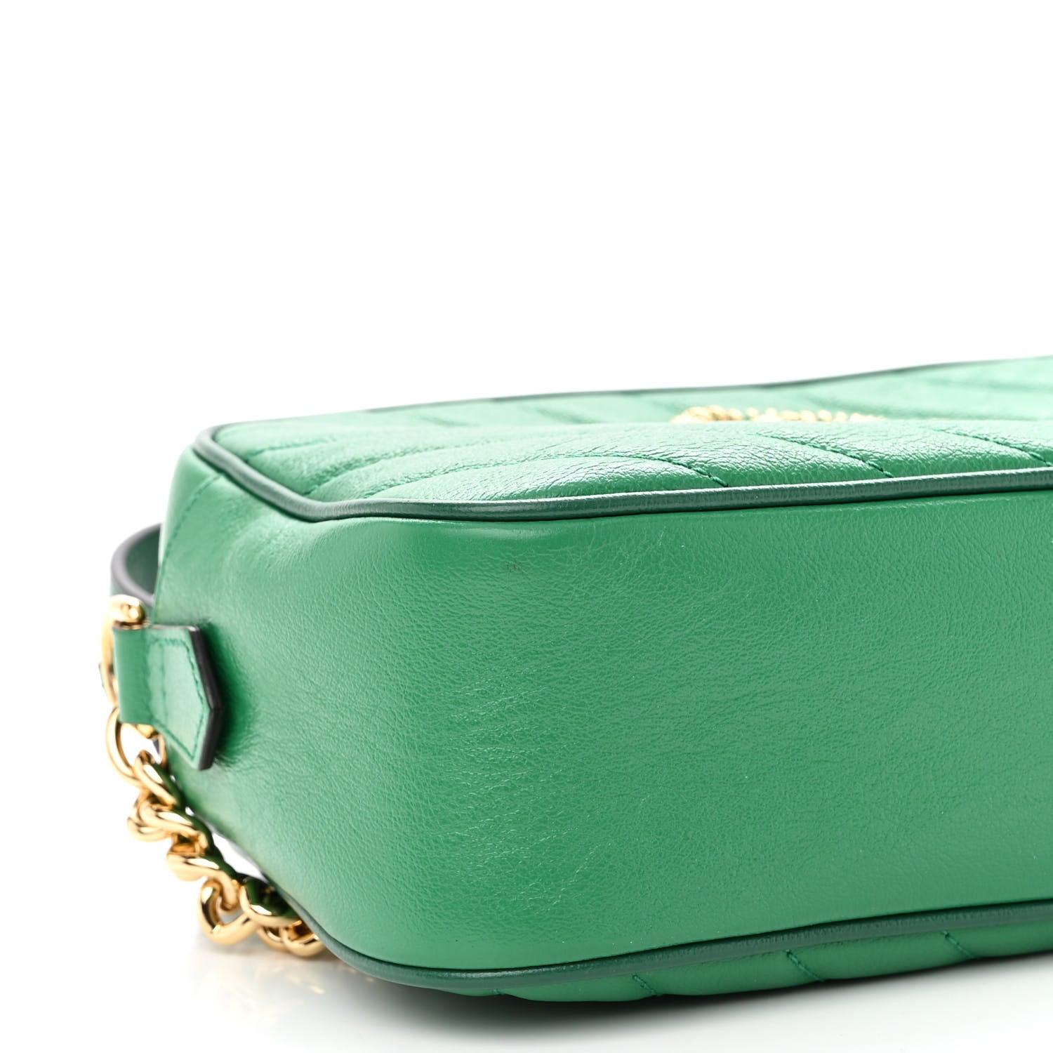 Gucci Azalea Calfskin Enamel Matelasse Diagonal Small Torchon GG Marmont Chain Shoulder Bag New Shamarock Emerald 9 of 10