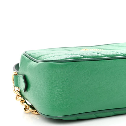 Gucci Azalea Calfskin Enamel Matelasse Diagonal Small Torchon GG Marmont Chain Shoulder Bag New Shamarock Emerald 9 of 10