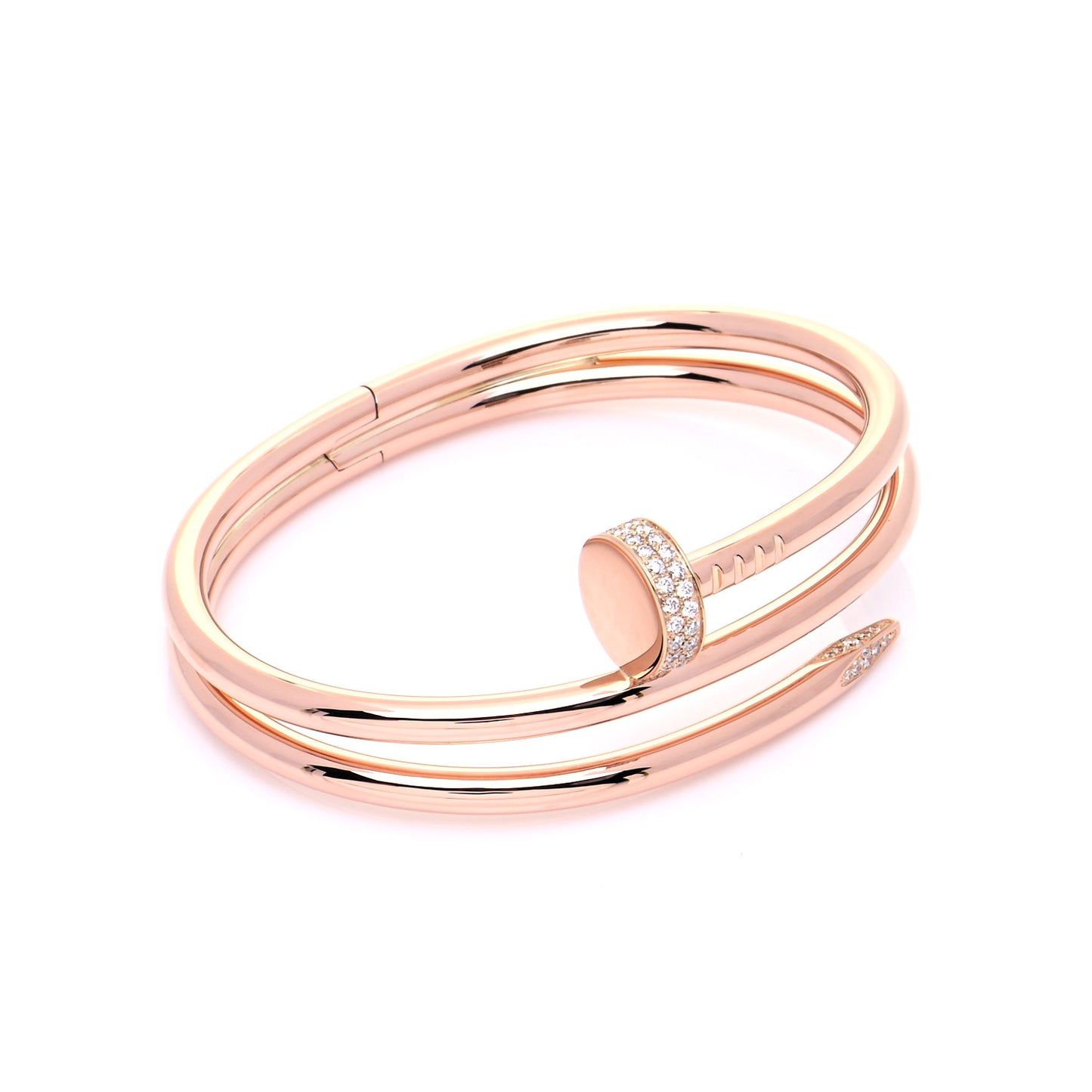 18K Pink Gold Diamond Double Wrap Juste Un Clou Bracelet 15