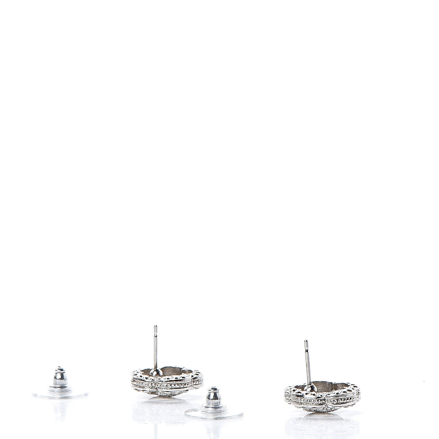 Crystal CC Camellia Earrings Silver