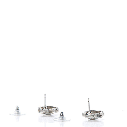 Chanel Crystal CC Camellia Earrings Silver 3 of 5