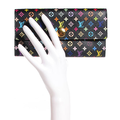 Louis Vuitton Monogram Multicolor Sarah Wallet Black Violet 2 of 7