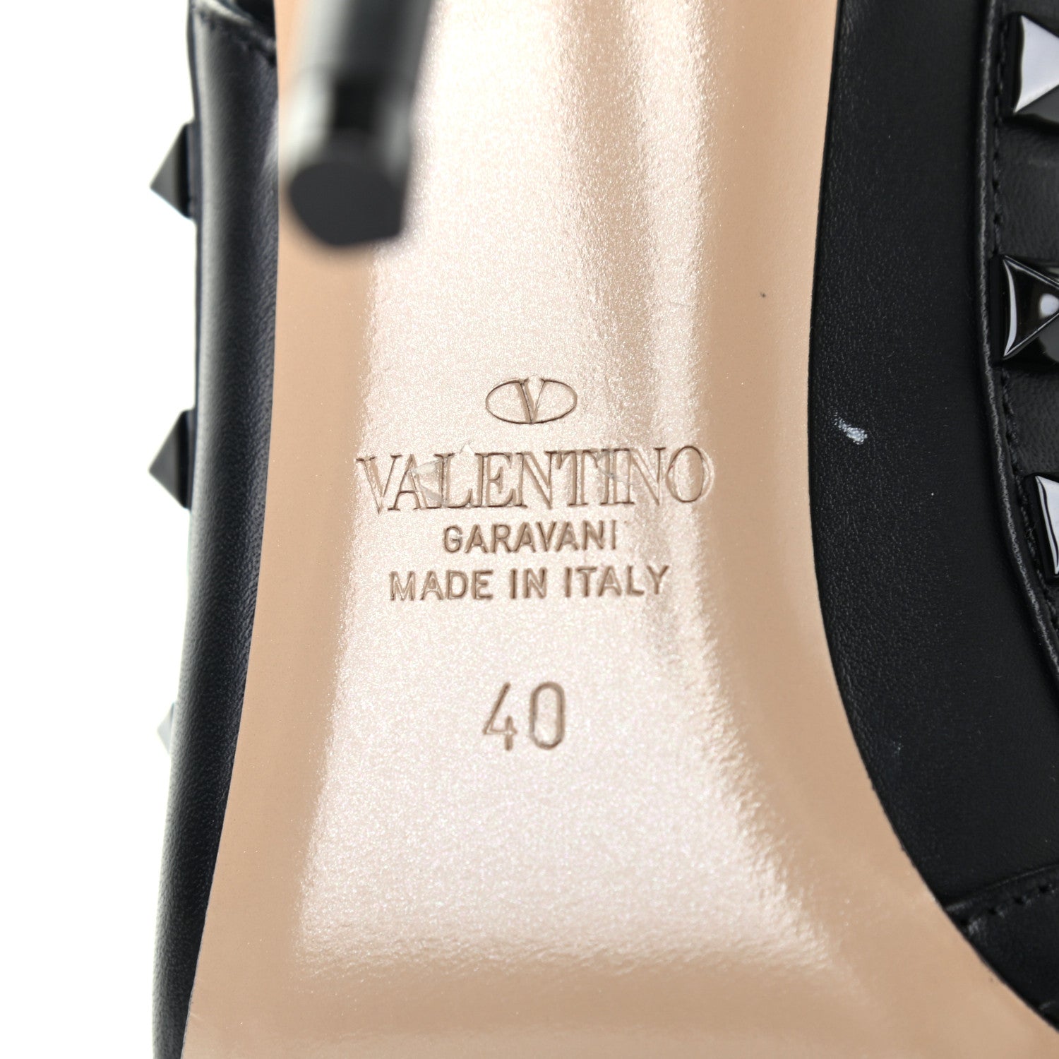 Valentino Garavani Calfskin Lacquered Monochrome Rockstud Ankle Strap 100mm Pumps 40 Black 6 of 8