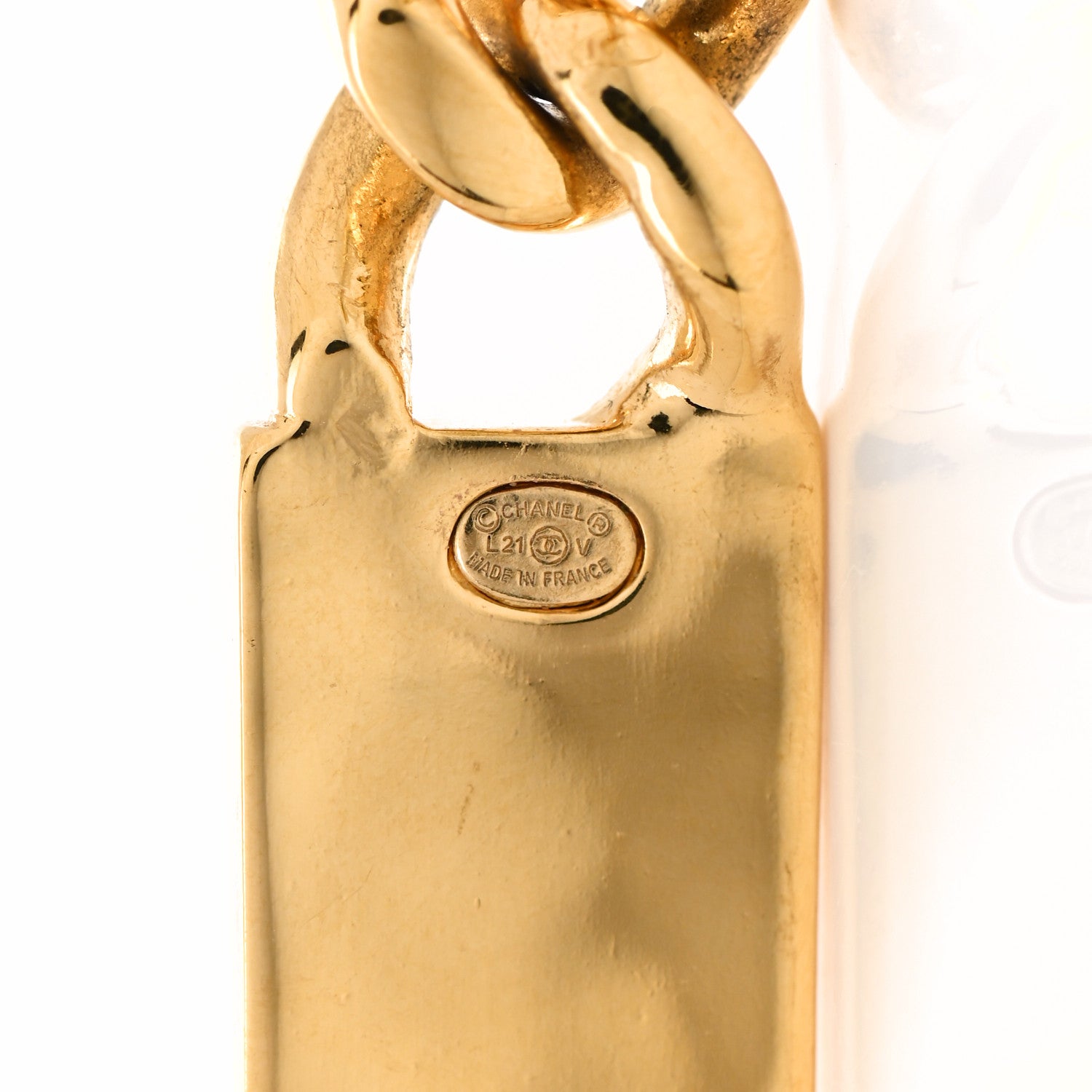 Chanel Crystal Tag Drop Earrings Gold 4 of 5