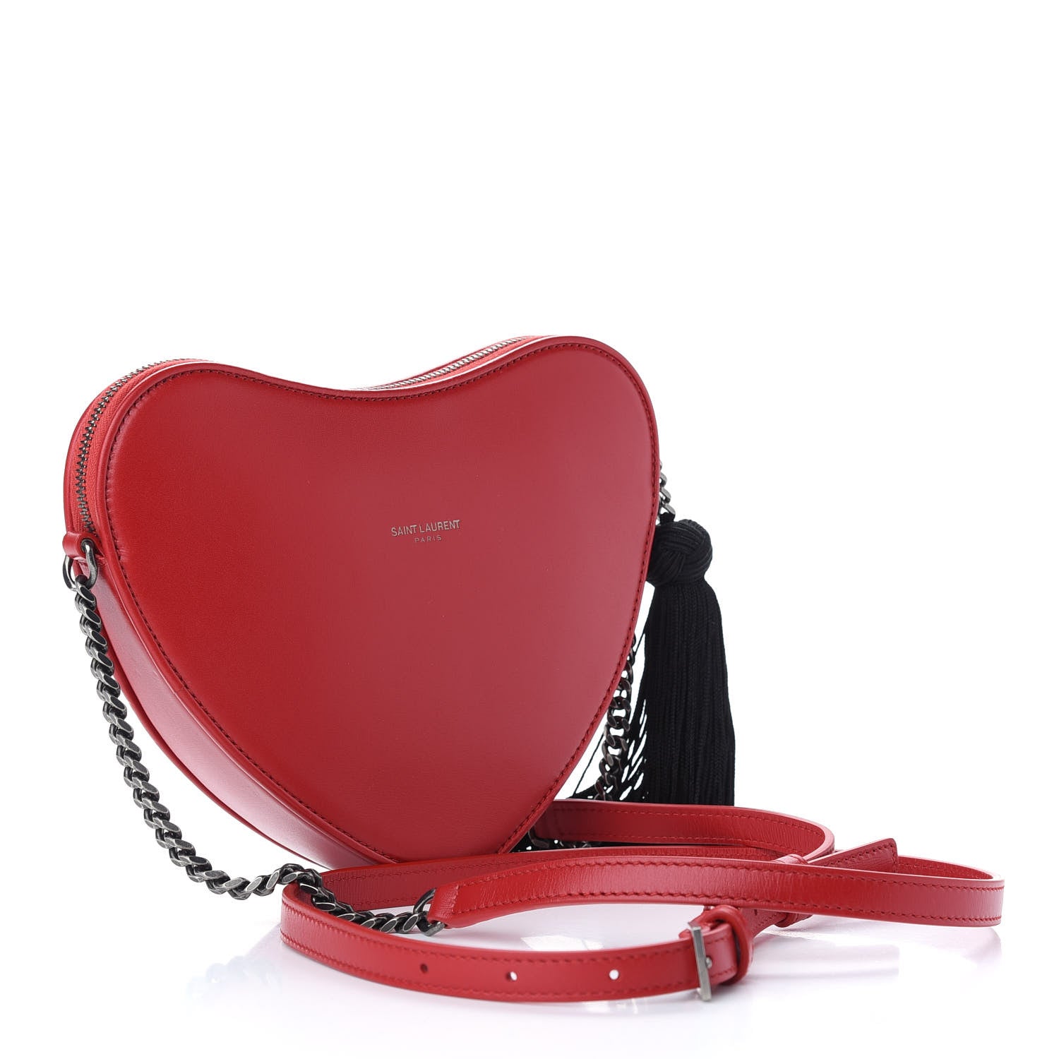 Saint Laurent Calfskin Heart Monogram Crossbody Red 3 of 8