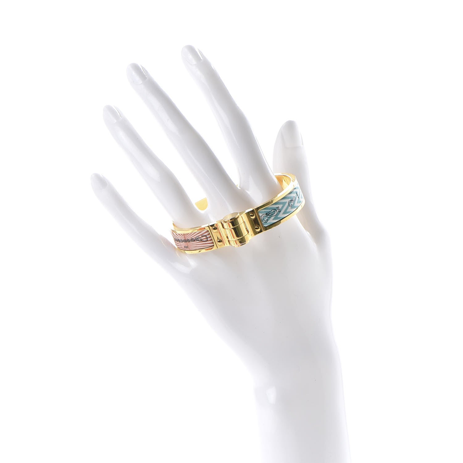 Hermes Enamel Printed Narrow Manufacture de Boucleries Hinged Bracelet S 2 of 5