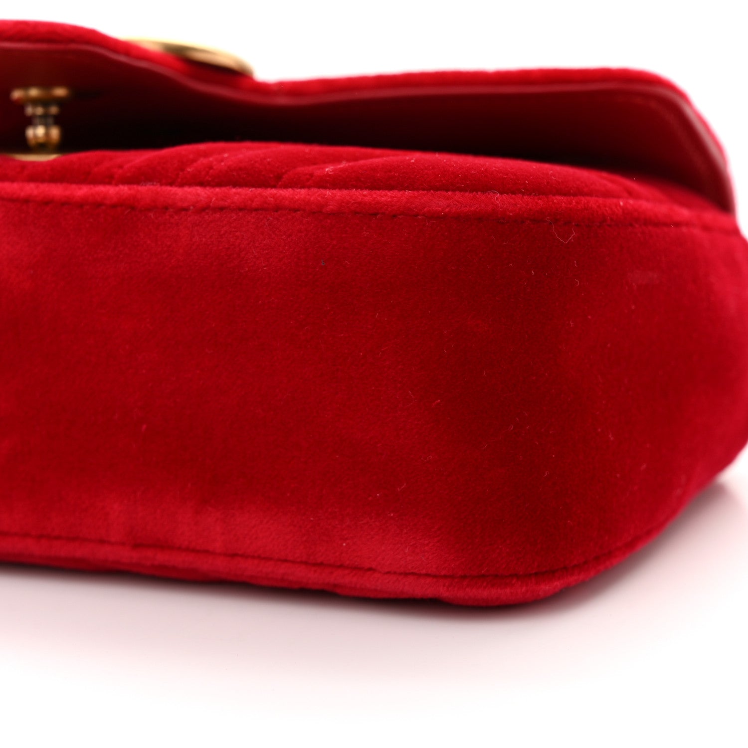 Gucci Velvet Matelasse Mini GG Marmont Shoulder Bag Hibiscus Red 10 of 11