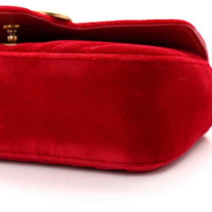 Gucci Velvet Matelasse Mini GG Marmont Shoulder Bag Hibiscus Red 10 of 11