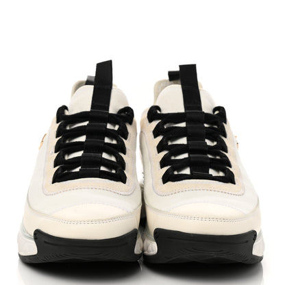 Chanel Velvet Calfskin Mixed Fibers CC Sneakers 37.5 Ivory Black 9 of 9