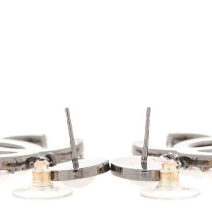 Chanel Pearl Crystal CC Drop Earrings Silver 3 of 5