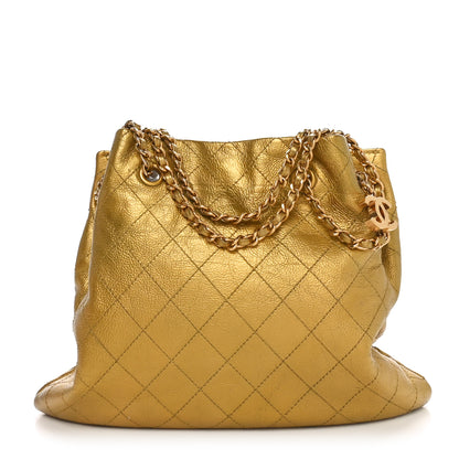 Chanel Metallic Calfskin Quilted Small Drawstring Bag Gold 1 of 10