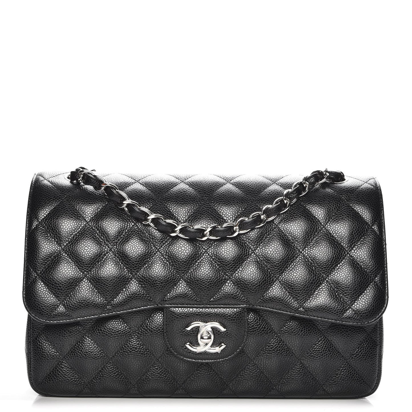 Caviar Quilted Jumbo Double Flap Black
