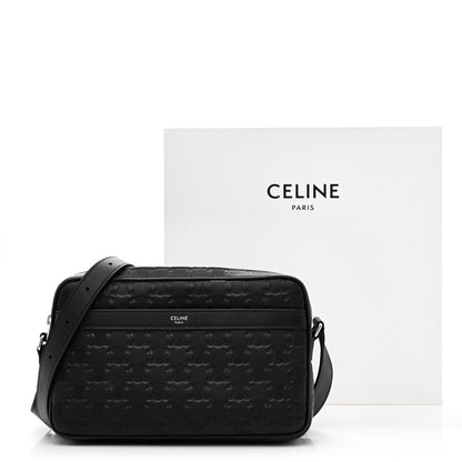 Celine Calfskin Triomphe Embossed Medium Messenger Bag Black 11 of 11