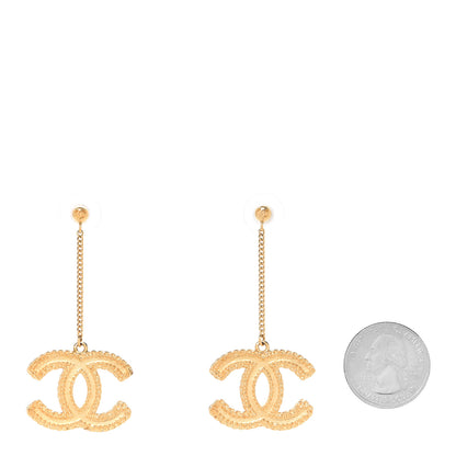 Chanel CC Drop Earrings Matte Gold 2 of 5