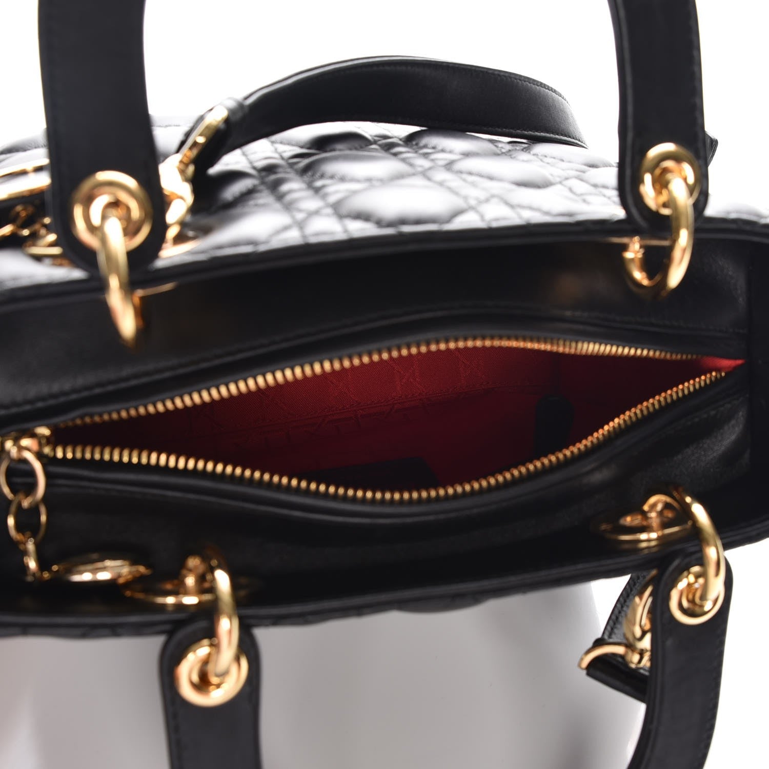 Christian Dior Lambskin Cannage Medium Lady Dior Black 6 of 8