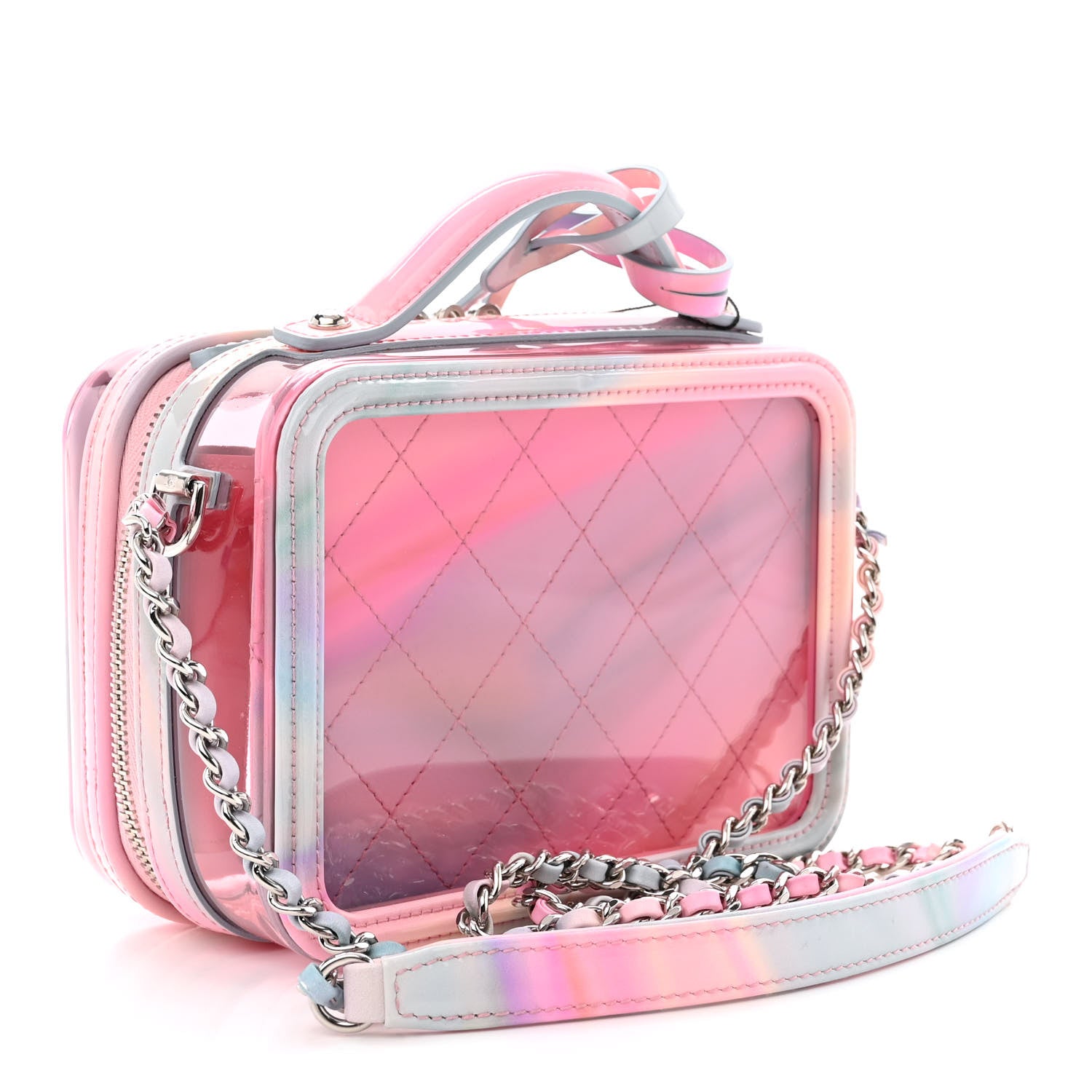 Chanel PVC Patent Calfskin Patent Lambskin Small CC Vanity Case Pink 3 of 10