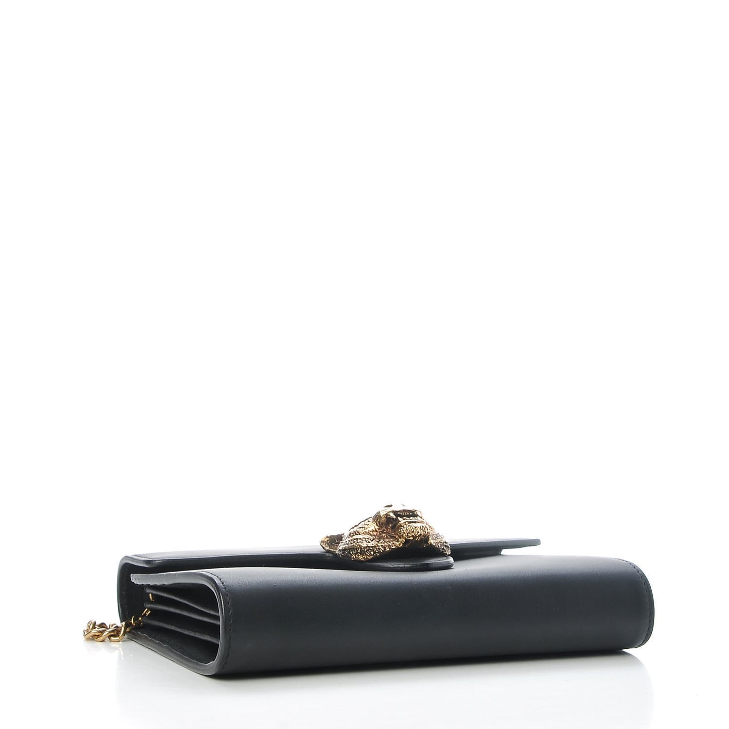 Calfskin Animalier Chain Wallet Black