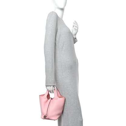 Hermes Taurillon Clemence Picotin Lock 18 PM Rose Sakura 3 of 11