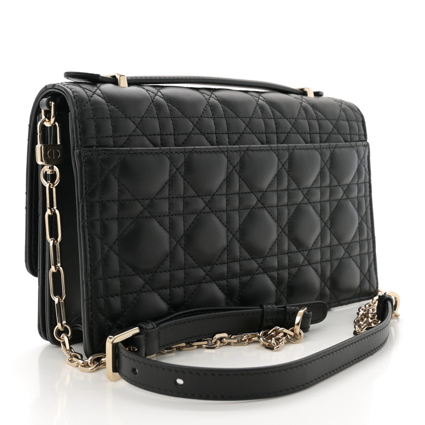 Lambskin Cannage Miss Dior Chain Pouch Black