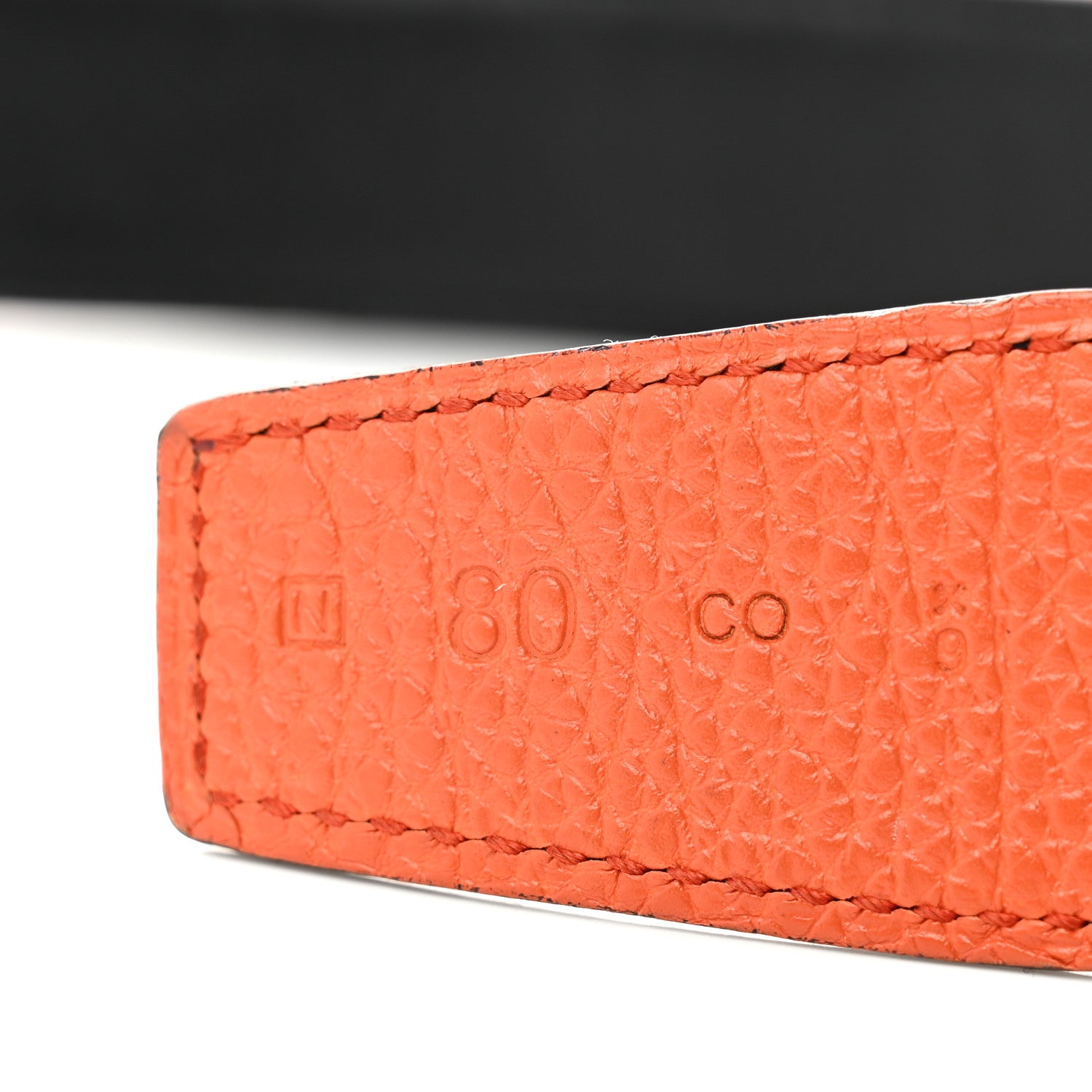 Hermes Swift Togo Constance H Belt 80 Black Orange 8 of 8