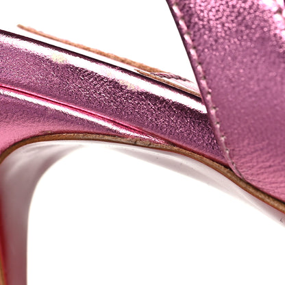 Christian Louboutin Metallic Calfskin O Marylin Slingback Sandal Heels 38 Pink 10 of 11