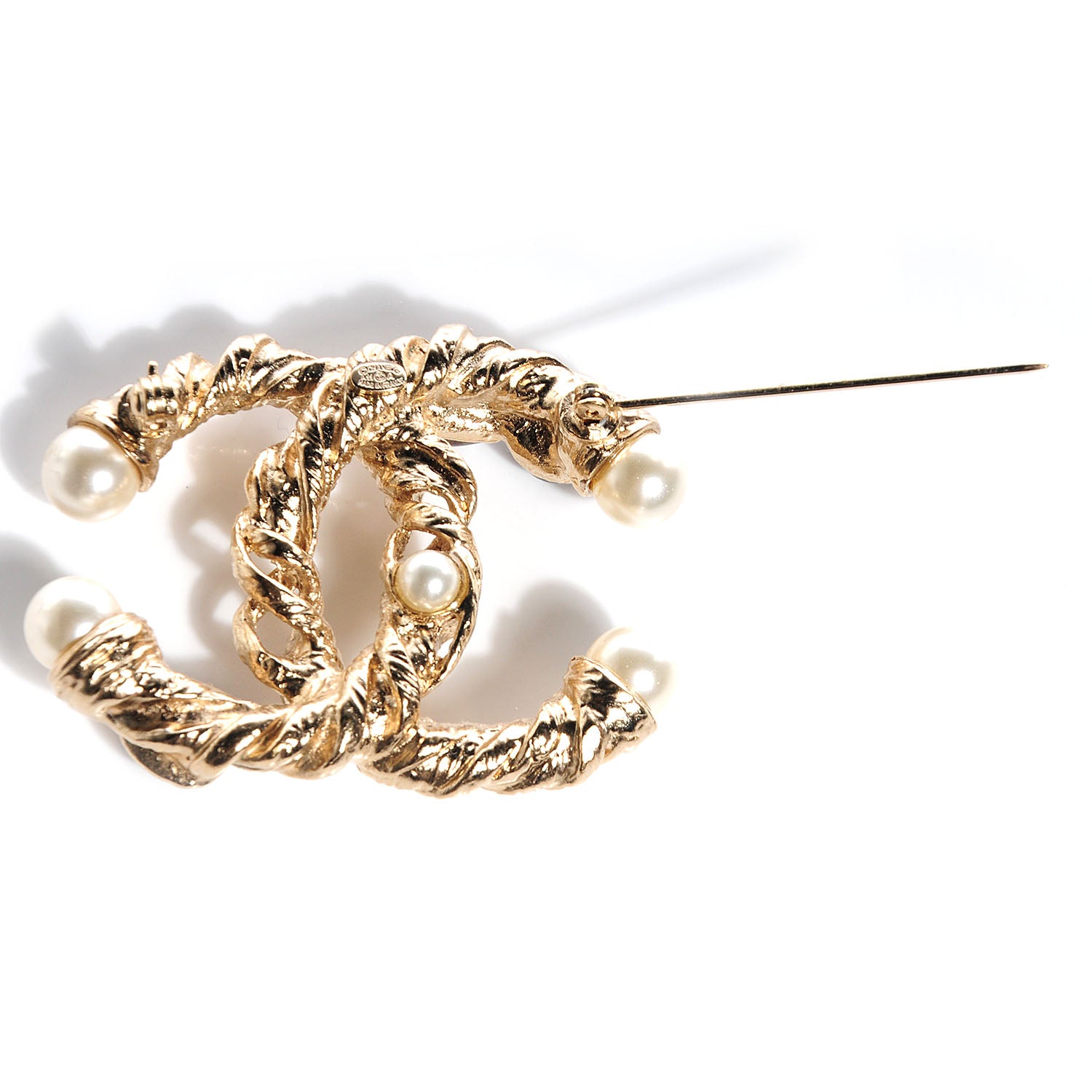 Chanel Pearl Stones CC Brooch Gold 5 of 6