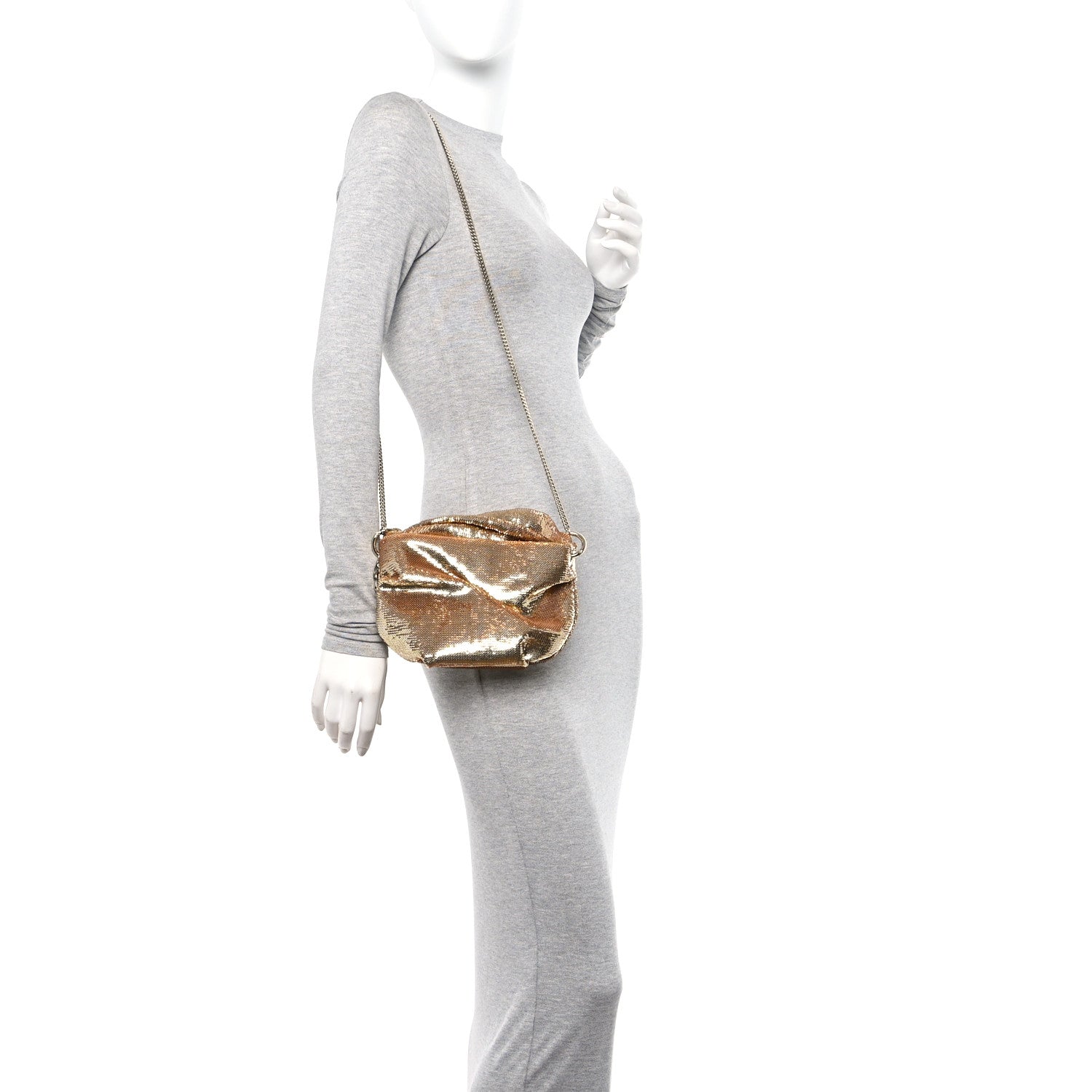 Jimmy Choo Satin Crystal Embellished Bonny Shoulder Bag Gold 2 of 12