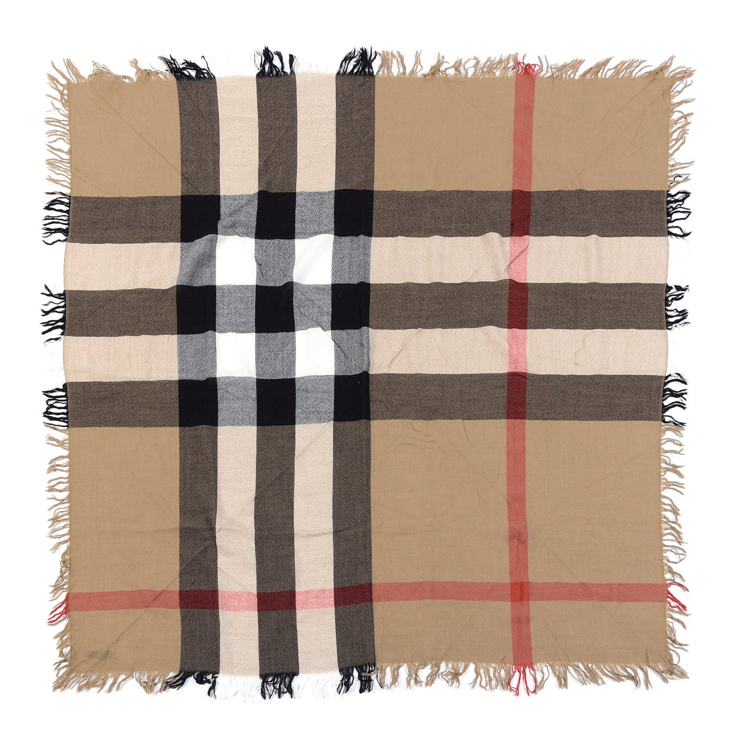 Burberry Merino Wool House Check Square Scarf Brown 1 of 3