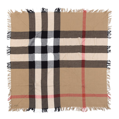 Burberry Merino Wool House Check Square Scarf Brown 1 of 3