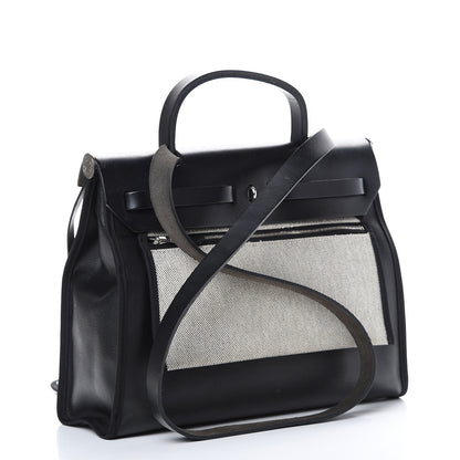 Hermes Toile H Berline Vache Hunter Herbag Zip PM 31 Black Ecru 3 of 19