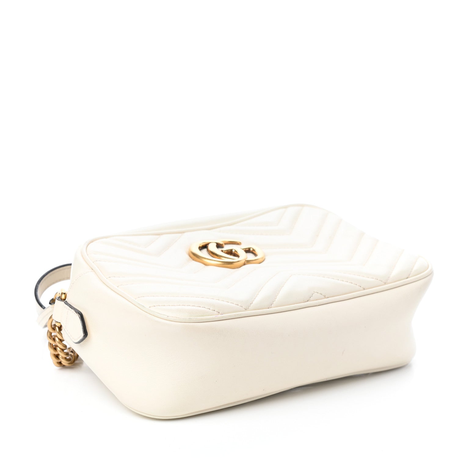 Gucci Calfskin Matelasse Small GG Marmont Chain Shoulder Bag White 4 of 9
