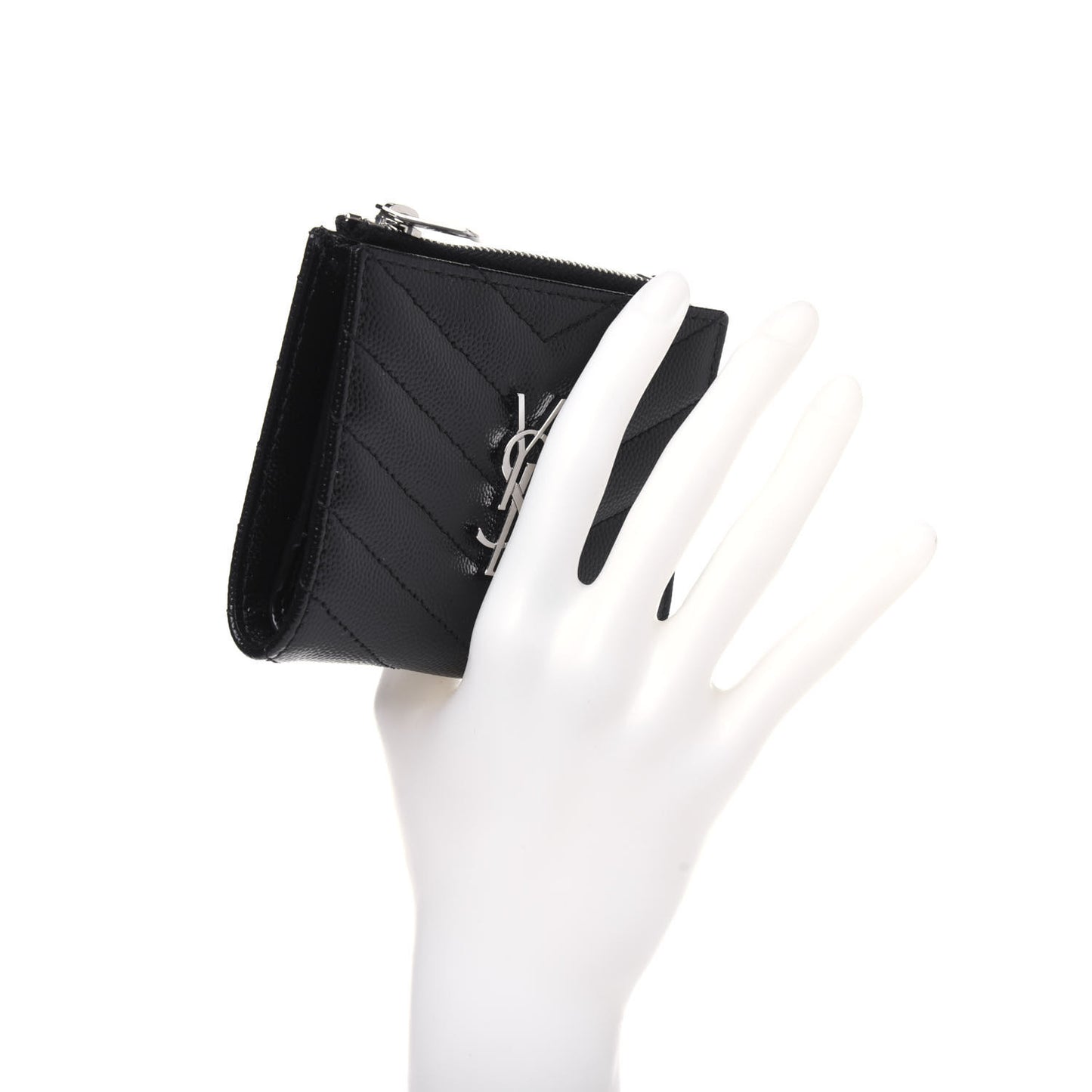 Grain De Poudre Matelasse Chevron Monogram Zipped Card Case Black
