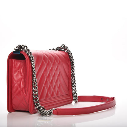 Chanel Lambskin Chevron Quilted New Medium Boy Flap Dark Pink 3 of 7