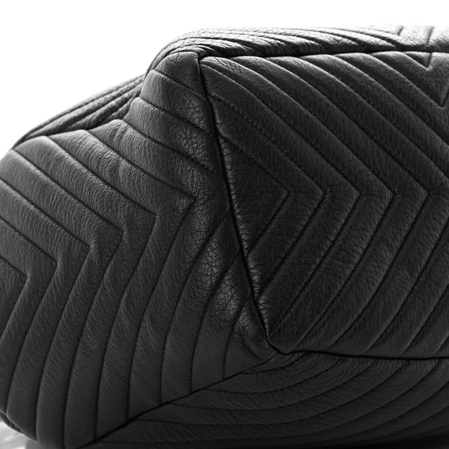 Deerskin Chevron Large CC Chain Bucket Drawstring Bag Black