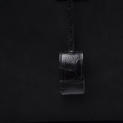 Saint Laurent Suede Crocodile Embossed Small Sac De Jour Black 9 of 10