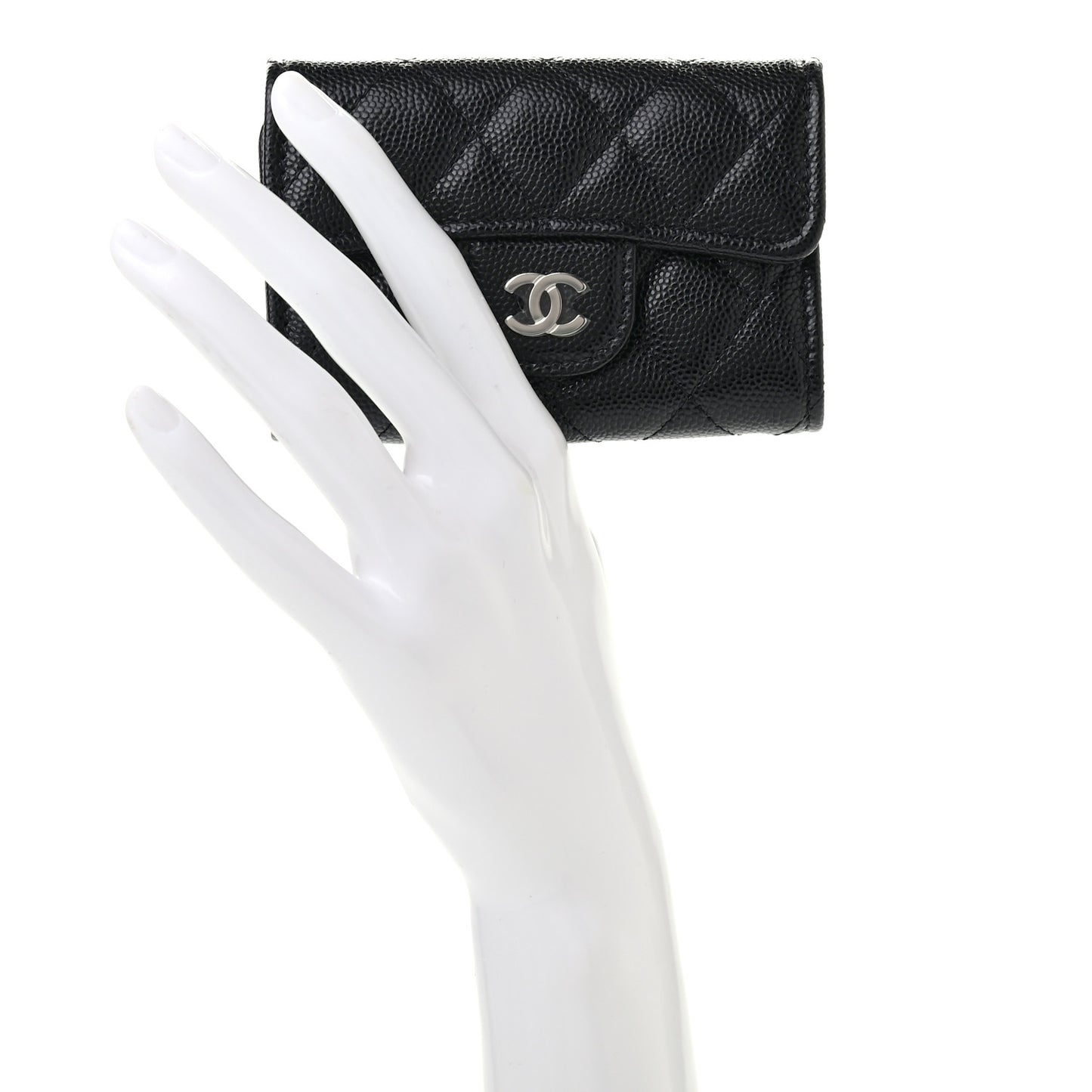 Caviar Quilted Classic 4 Key Holder Wallet Black