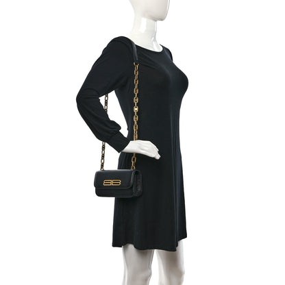 Balenciaga Calfskin Stripe Embossed Gossip Chain Bag XS Black 2 of 8