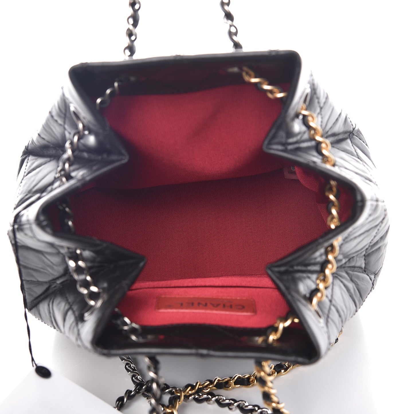 Aged Calfskin Quilted Small Gabrielle Backpack Black