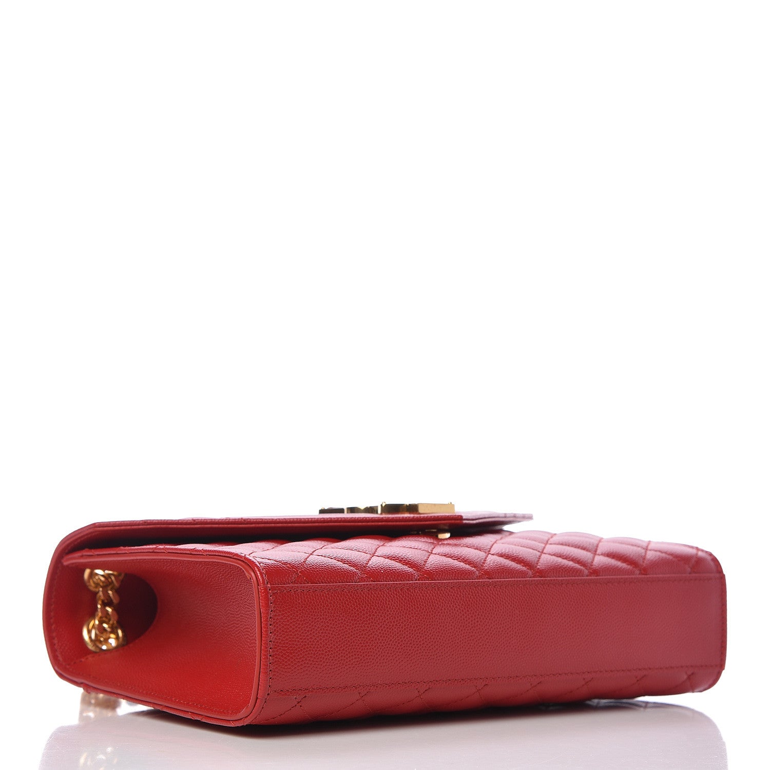 Saint Laurent Grain De Poudre Textured Mixed Matelasse Triquilt Medium Monogram Satchel New Red 4 of 9