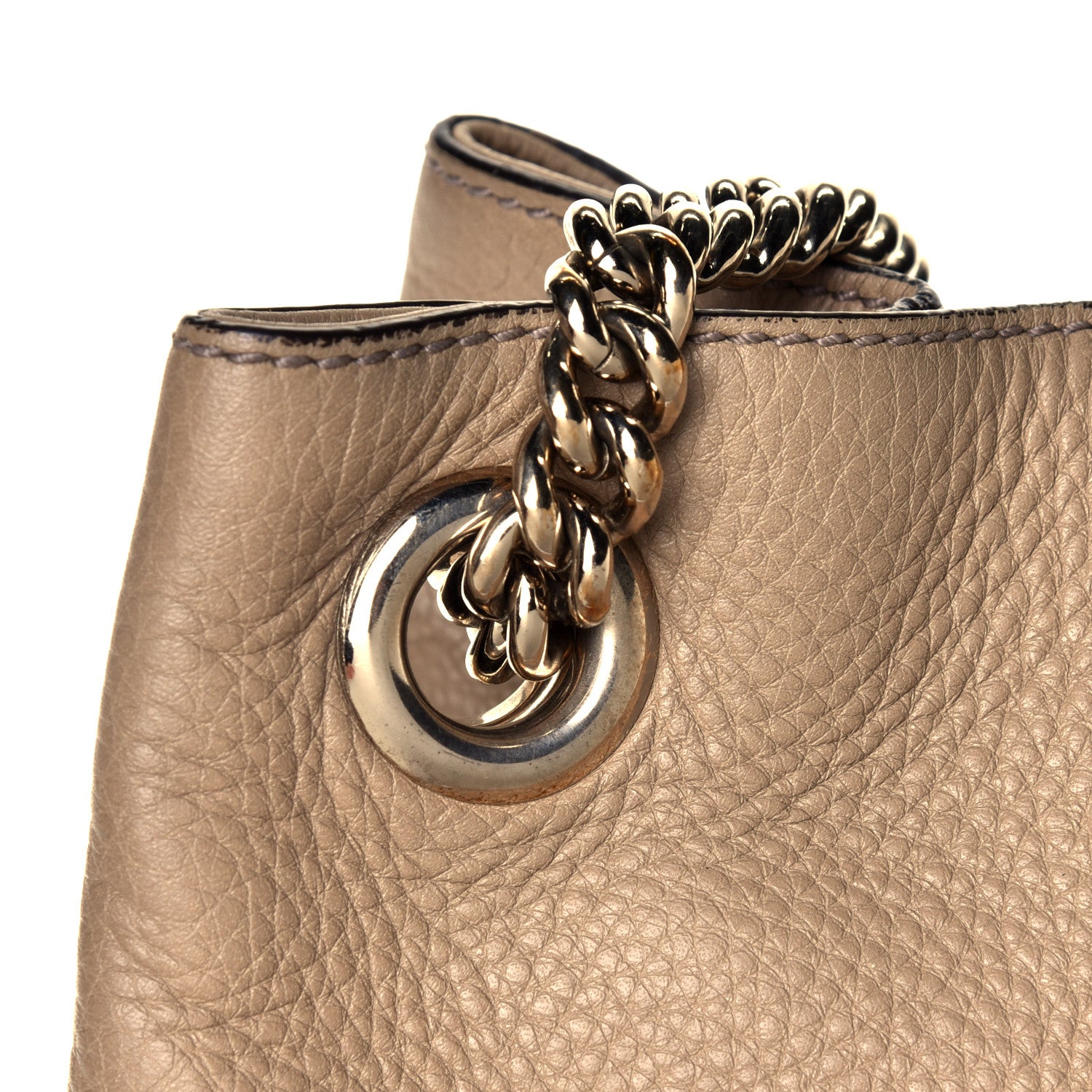 Gucci Pebbled Calfskin Large Soho Chain Shoulder Bag Nude 7 of 7