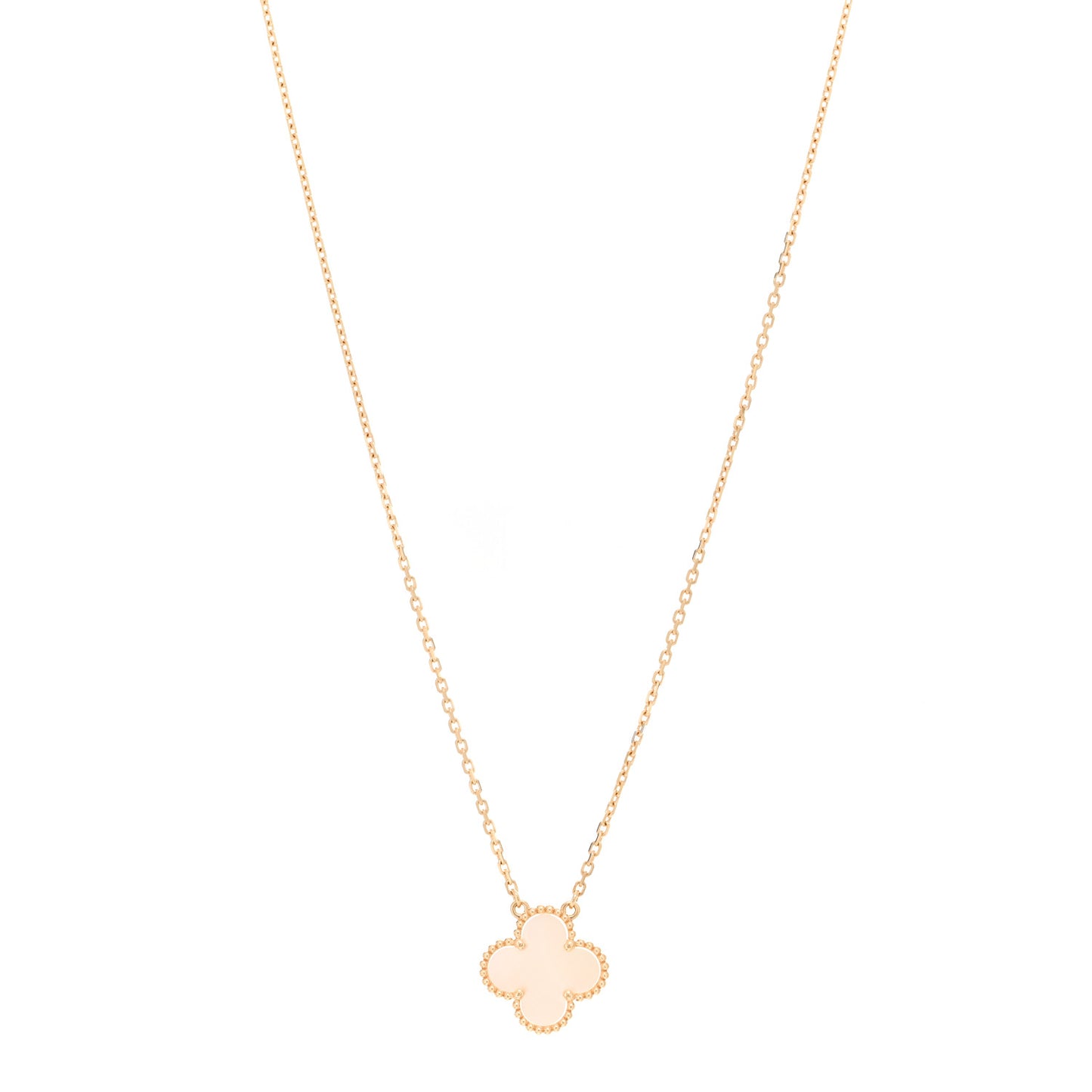 18K Yellow Gold Mother of Pearl Vintage Alhambra Pendant Necklace