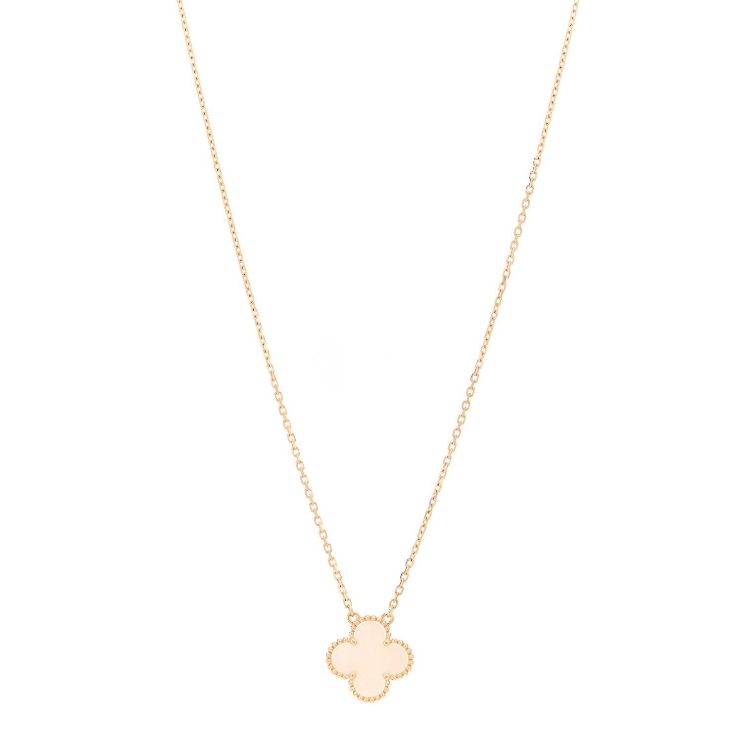 Van Cleef & Arpels 18K Yellow Gold Mother of Pearl Vintage Alhambra Pendant Necklace 1 of 7