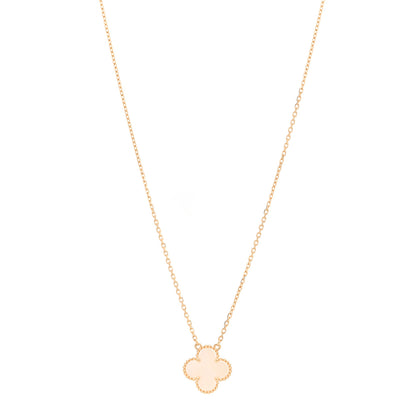 Van Cleef & Arpels 18K Yellow Gold Mother of Pearl Vintage Alhambra Pendant Necklace 1 of 7