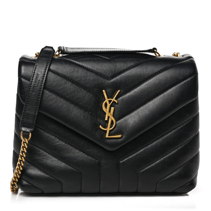 Saint Laurent Calfskin Y Quilted Monogram Small Loulou Chain Satchel Black 1 of 8