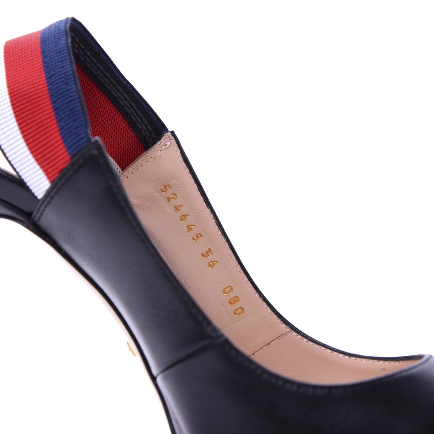 Gucci Malaga Kid Web Sylvie High Heel Slingback Pumps 36 Black 9 of 10