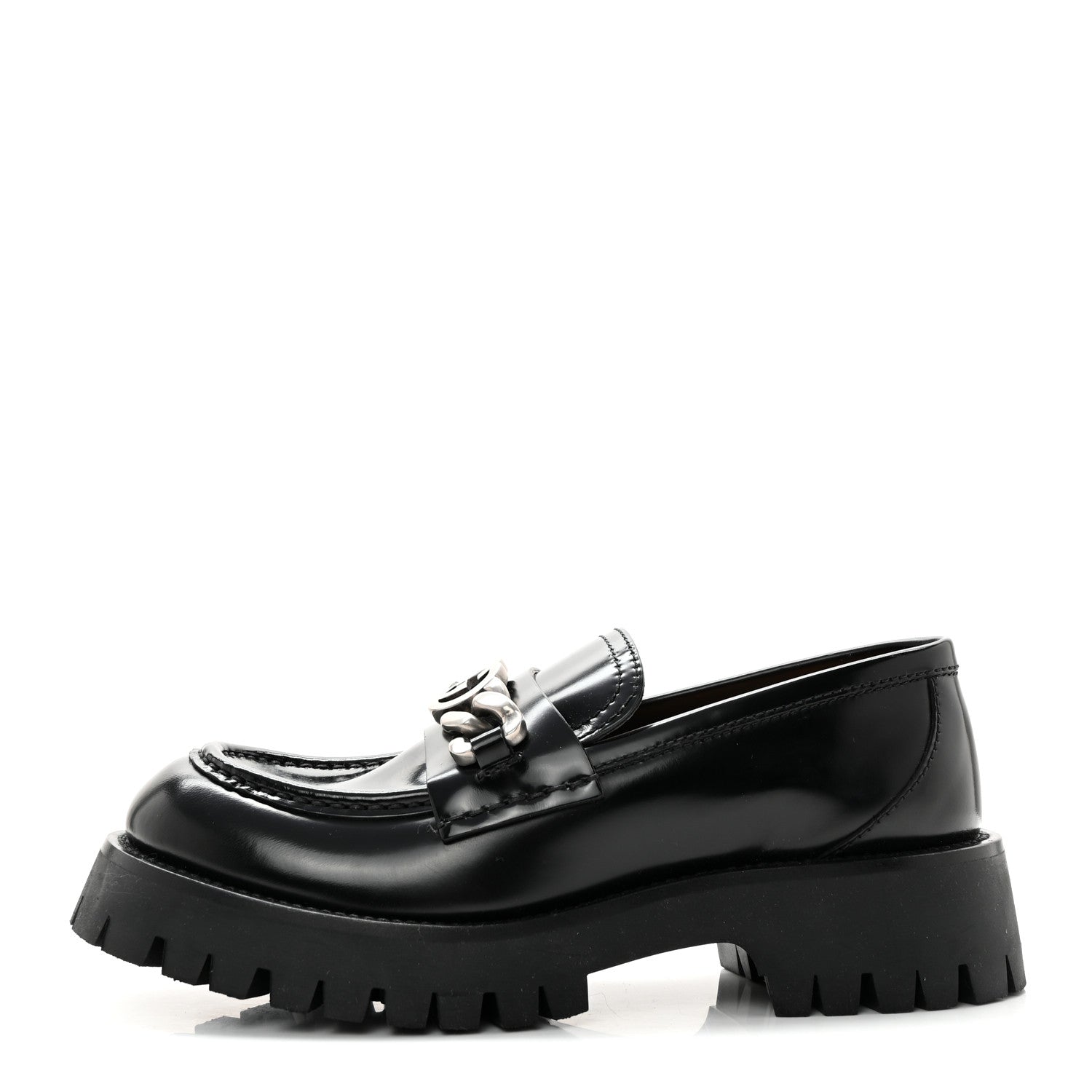 Gucci Cordovan Lux Womens Jeanne Platform Lug Sole 30/45mm Loafers 37 Black 1 of 9